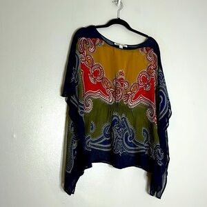 Andrew Charles sheer paisley trapeze relaxed bohemian blouse sheer medium